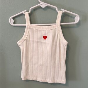 H&M White Ribbed Camisole with Red Heart